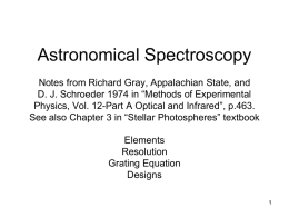 Notes 10-29-2014: Astronomical Spectroscopy