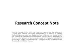 Research Concept Note - Department of Agricultural Economics