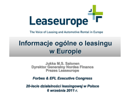 Informacje ogólne na temat leasingu w Europie