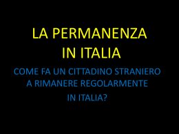 3&deg; INCONTRO &ndash; 5 DICEMBRE &ndash; Pratiche di permanenza in Italia