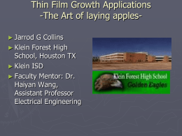 Thin Film Growth Applications