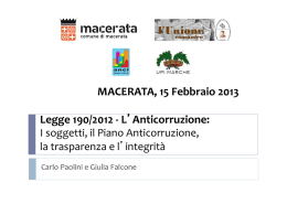 Legge 190/2012 - L`Anticorruzione
