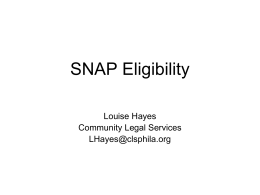 SNAP Eligibility PLAN Conference, Sept. 12, 2012