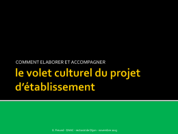 le volet culturel du projet d`&eacute;tablissement