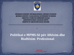 Politikat e MPMS-Së për Aftësim dhe Riaftësim Profesional