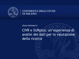 CIVR e SURplus: un`esperienza di analisi dei dati