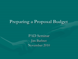 Preparing a Proposal Budget