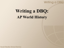 Writing a DBQ - Patterns of Trade