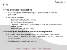 Kwaliteit in ICT beheer en ITIL - Eyes-e