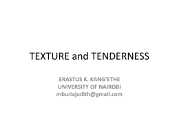 TEXTURE and TENDERNESS - University of Nairobi
