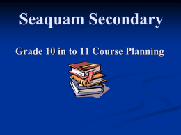 Grade 10 to 11 Course Planning