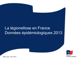 La légionellose en France - Données épidémiologiques 2013