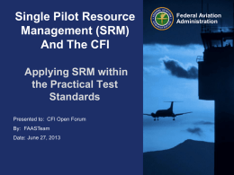 Single Pilot Resource Management (SRM) And the CFI