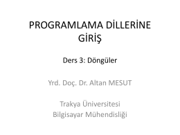 Ders 3 - Altan MESUT - Trakya Üniversitesi