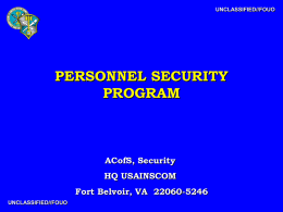 Personnel Security Program
