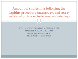 Amount of shortening following the Lapidus procedure (measure pre
