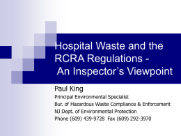 Hospital Waste and the RCRA Regulations