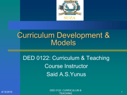 The Curriculum: models