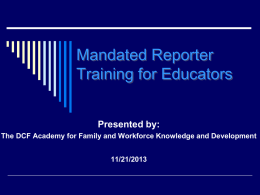 Mandated Reporter Training