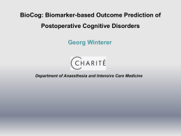 Biomarker-based Outcome Prediction of Postoperative Cognitive