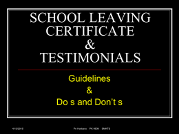 school leaving certificate & testimonials