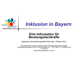Inklusion an bayerischen Schulen, ppt., Stand 8.10.2012