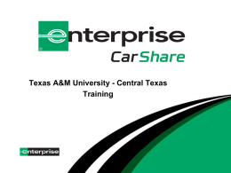 Carshare training presentation - Texas A&M University