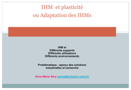Introduction : plasticité des IHMs