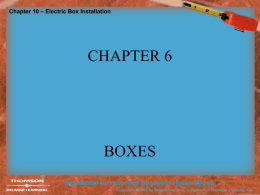 Chapter 10 – Electric Box Installation
