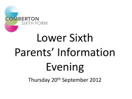 Presentation to Parents