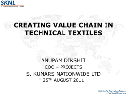 Creating Value Chain in Technical Textiles, COO, SKNL by Shri