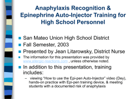 Anaphylaxis Recognition & Epinephrine Auto
