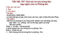 Tiết 106, 107: Chó sói và cừu trong thơ ngụ ngôn của La Phông ten