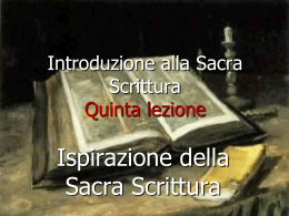 Lezione V, L`ispirazione biblica