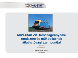 MÁV-Start Zrt. társaságirányítási rendszere és működésének