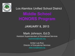 Middle School Honors Program Presentation