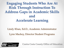 Engaging Students Who Are At Risk Through Instruction To Address