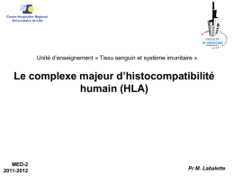 Le complexe majeur d`histocompatibilité humain (HLA) - Fichier