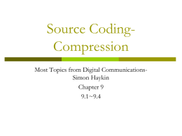 DC 4 : Source Coding – Compression