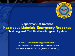 HazMat Update Briefing - DoD Fire & Emergency Services Program