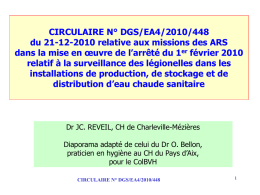 circulaire n° dgs/ea4/2010/448