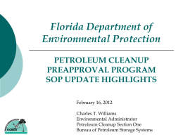 Petroleum Cleanup Preapproval Program SOP Update Highlights