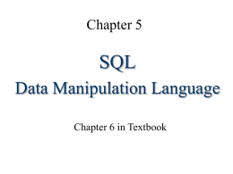 SQL: Data Manipulation Language