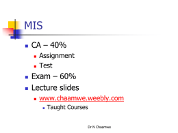 Data Independence - Dr Chaamwe