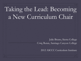 Taking the Lead: Becoming a New Curriculum Chair