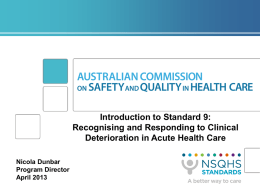 Standard 9 - Australian Commission on Safety and Quality in Health