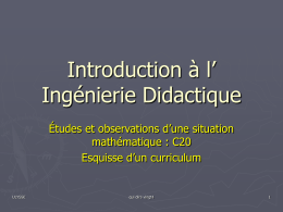A-1 Introduction à l`ingénierie didactique