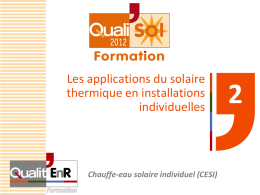 Les applications du solaire thermique en installations