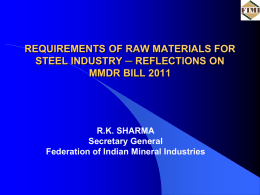 Reflections on MMDR Bill, 2011 - steel furnace associate of india