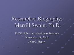 Dr. Merrill Swain - Indiana University of Pennsylvania